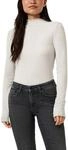 Langarmshirt QS, Damen, Gr. XS, sanftes wei&szlig;, Rippware, Obermaterial: 50% Viskose,