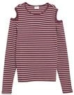 Langarmshirt S.OLIVER JUNIOR, M&auml;dchen, Gr. 134/140, burgundy nature, Rippware,