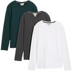 Langarmshirt BONPRIX, Jungen, Gr. 128/134, bunt (wei&szlig;, anthrazit meliert,