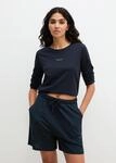 Pyjamaoberteil MARC O'POLO "Mix N Match Cotton Top LS", Damen, Gr. XS, schwarz navy,