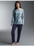 Schlafanzug TRIGEMA "TRIGEMA Pyjama mit Ornamentmuster", Damen, Gr. M, blau