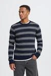 Rundhalspullover BLEND "BHBRANKO CREW KNIT STRIPE", Herren, Gr. 3XL, blau...