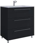 Waschtisch VCM "2-tlg. Waschplatz Waschtisch Badinos 3 Schublade", schwarz, B:80cm