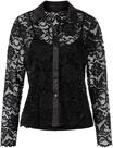 Hemdbluse HEINE "Spitzen-Bluse Spitzenbluse", Damen, Gr. 34, schwarz, Jersey, ,