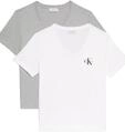 T-Shirt CALVIN KLEIN "MONOLOGO VNK 2PACK TEE", Damen, Gr. XL (44), wei&szlig; (heroic grau