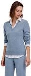 Strickpullover FALKE "Pure Cashmere", Damen, Gr. M, blau (cloud meliert (6027)),