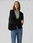 Strickjacke VERO MODA "VMMAYBE LS OPEN CARDIGAN GA REP", Damen, Gr. L, schwarz,