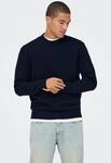Rundhalspullover ONLY & SONS "ONSJAMES RLX CREW KNIT", Herren, Gr. XXL, blau...