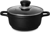 Fleischtopf KR&Uuml;GER "Aluguss Fleischtopf mit Glasdeckel DELTA", schwarz, H:9cm