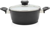 Fleischtopf KR&Uuml;GER "Aluguss Topf mit Glasdeckel Oslo", schwarz, H:9,2cm &Oslash;:20cm,