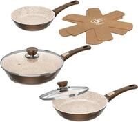 Pfannen-Set GENIUS "Cerafit Granit - Grand-Edition Pfanne, 7-teiliges Set", braun,
