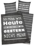 Jugendbettw&auml;sche "M&uuml;de", grau (anthrazit), B/L: 135cm x 200cm, 1 Stk., 1 Stk.,