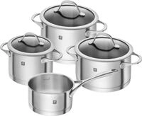 Topf-Set ZWILLING "Essence", silber (silberfarben), T&ouml;pfe, Topf-Set, Sandwichboden