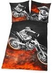Jugendbettw&auml;sche "Motorcross", schwarz (schwarz, rot), B/L: 135cm x 200cm, 1 Stk., 1