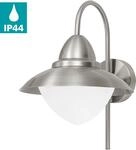 Wandleuchte EGLO "SIDNEY Wandlampe, E27, IP44, Edelstahl und Glas, Au&szlig;enlampe,