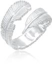 Silberring ELLI "Ring Offen mit Feder Design 925 Silber", silber, Fingerringe, Damen,