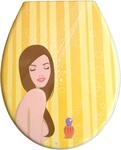 WC-Sitz ADOB "Shower", bunt (gelb, bunt), B:37cm H:5cm L:44cm, Duroplast, Edelstahl,
