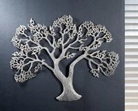 Wanddekoobjekt GILDE "Wandrelief Baum, silber", silber (silberfarben), B:78cm H:62cm