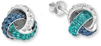 Paar Ohrstecker AMOR "Knoten-Optik", blau (silberfarben, aquablau, kristallwei&szlig;,