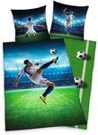 Kinderbettw&auml;sche "Fu&szlig;ballschuss", gr&uuml;n, B/L: 135cm x 200cm, 1 Stk., 1 Stk.,