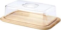K&auml;seglocke CONTINENTA, beige (natur, transparent), B:25,5cm H:11,5cm L:38,5cm, Holz,