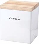 Vorratsdose CONTINENTA, wei&szlig;, B:15,5cm H:20,5cm L:18cm, Holz teilmassiv, Keramik,