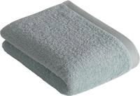 Badetuch VOSSEN "High Line", grau (grau, blau), B:67cm L:140cm, Walkfrottee,