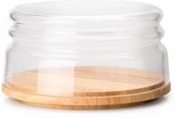 K&auml;seglocke CONTINENTA, braun (natur, transparent), H:11cm &Oslash;:20,5cm, Glas, Holz,