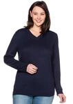 Strickpullover SHEEGO "V-Ausschnitt-Pullover", Damen, Gr. 40/42, blau (marine),...