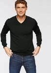 V-Ausschnitt-Pullover OLYMP "OLYMP Strick Casual", Herren, Gr. S, schwarz,