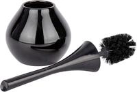 WC-Garnitur WENKO "Flakon", schwarz, L:17cm, Keramik, Kunststoff, Reinigungsb&uuml;rsten,