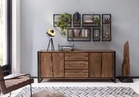Sideboard SIT "Florenz Akazienholz Kommode mit Baumkante & Metallgestell", beige