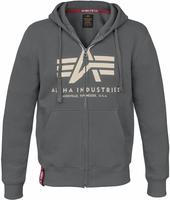 Kapuzensweatjacke ALPHA INDUSTRIES "BASIC ZIP HOODY", Herren, Gr. M, grau (grau,