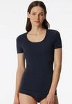 Kurzarmshirt SCHIESSER "Personal Fit", Damen, Gr. L, blau (nachtblau), Single...