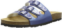 Pantolette LICO "Pantolette Bioline Flower", Damen, Gr. 36, blau, Synthetik, Schuhe
