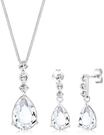 Ohrring und Ketten Set ELLI PREMIUM "Schmuckset Set Tropfen Kristalle 925 Silber" Gr.