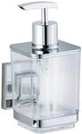 Seifenspender WENKO "Vacuum-Loc Modell Quadro", grau (chromfarben), B:7,5cm H:16cm