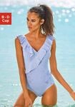 Badeanzug LASCANA, Damen, Gr. 44, Cup D, blau (gestreift, blau, wei&szlig;), Microfaser,