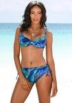 B&uuml;gel-Bikini LASCANA, Damen, Gr. 38, Cup D, blau (blau, bedruckt), Polyamid,