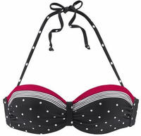 Bandeau-Bikini-Top LASCANA "Monroe", Damen, Gr. 38, Cup D, bunt (schwarz, rot),