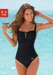 Badeanzug LASCANA, Damen, Gr. 40, Cup D, schwarz, Polyamid, unifarben, Badeanz&uuml;ge