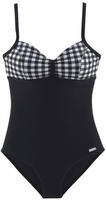 Badeanzug LASCANA, Damen, Gr. 42, Cup E, schwarz-wei&szlig; (schwarz, wei&szlig;), Polyamid,