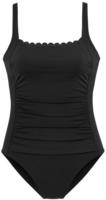 Badeanzug LASCANA "Scallop", Damen, Gr. 54, Cup C, schwarz, Polyamid, unifarben,