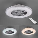 REALITY LEUCHTEN LED Deckenleuchte "Harstad Deckenventilator", grau (chromfarben), 1,