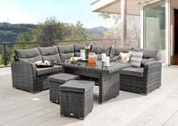 Gartenlounge-Set DESTINY "SANTA PONSA II Eckgruppe grau meliert, Tisch 140x80cm,