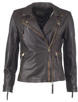 Bikerjacke JCC "Lederjacke 7080", Damen, Gr. 44, braun, Obermaterial: 100%