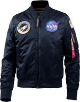 Bomberjacke ALPHA INDUSTRIES "MA-1 VF Vintage Fit NASA", Herren, Gr. M, schwarz (all