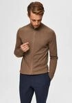 Strickjacke SELECTED "SLHBERG FULL ZIP CARDIGAN NOOS", Herren, Gr. L, beige, Strick,