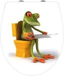 WC-Sitz WENKO "Frog News", bunt (bunt, wei&szlig;), B:38,8cm L:45cm, Acryl, Duroplast,