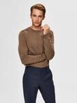 Rundhalspullover SELECTED "SLHBERG CREW NECK NOOS", Herren, Gr. S, beige, Strick,